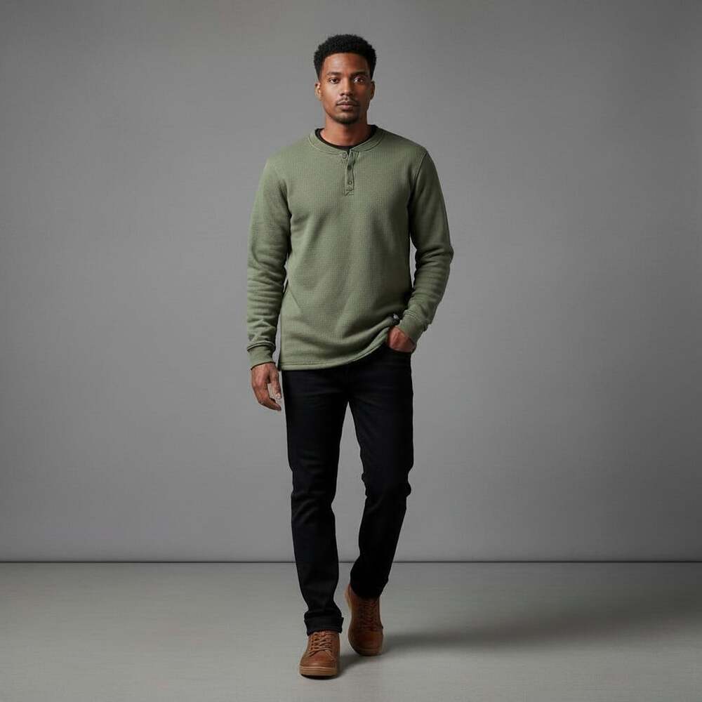 Matix Sherpa Lined Henley Sweatshirt Olive Green Men's Size M NWT Skate